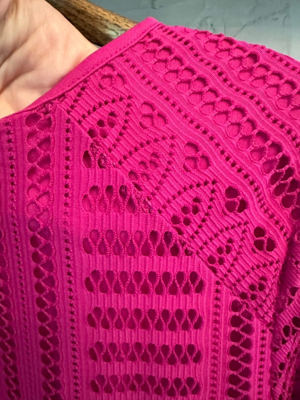 NWOT Dana Buchman Magenta Pink Crochet Lace Top Women's XL Boho Feminine - Picture 5 of 14